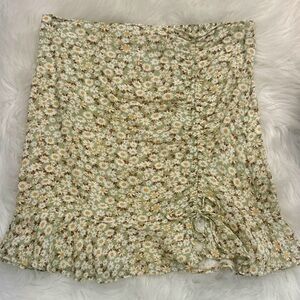 Rewind Floral Daisy Print Rayon Women's Skirt - Sage Green Small